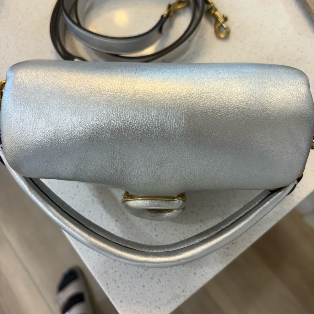 Coach Pillow Tabby MetallicSilver Leather Shoulder Bag - Picture 10 of 12